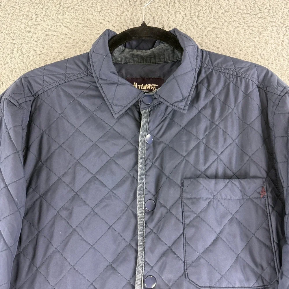 Altamont Quilted Shirt Jacket Mens Medium Navy Diamond Stitch Snap Front Shacket